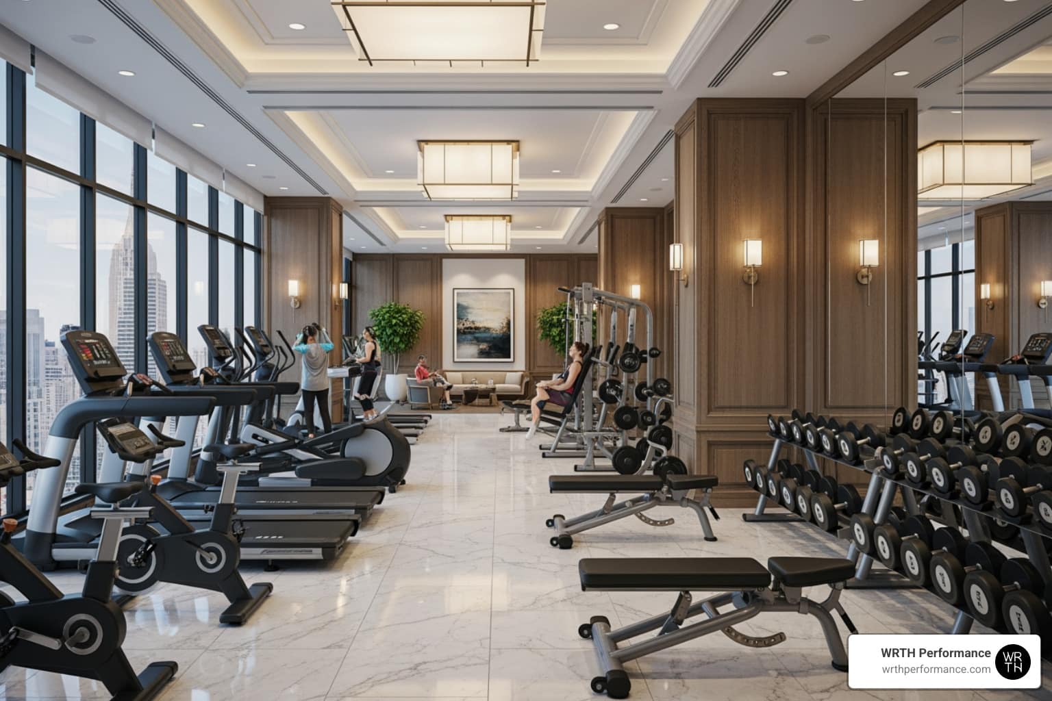 upscale fitness center luxury gym interior
