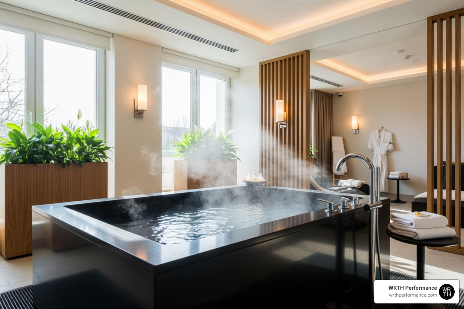 cold plunge tub in a luxury wellness setting