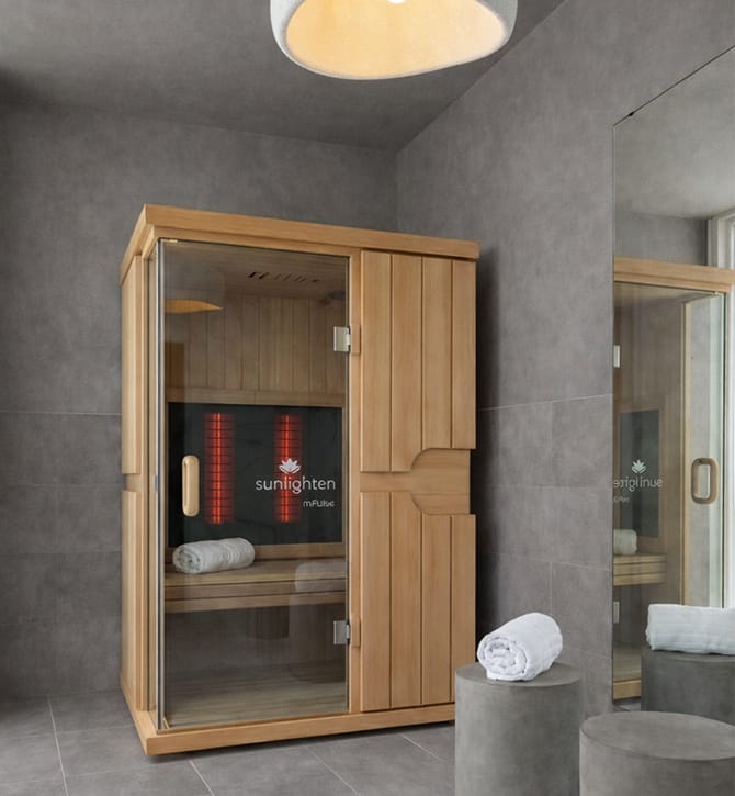 Infrared sauna therapy room at WRTH Performance in Downtown Orlando