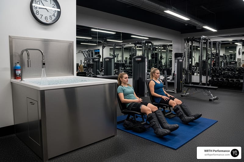 gyms with advanced recovery services cold plunge compression boots