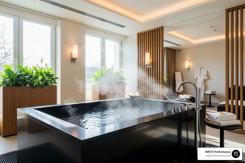 cold plunge tub in a luxury wellness setting